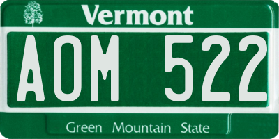 VT license plate AOM522