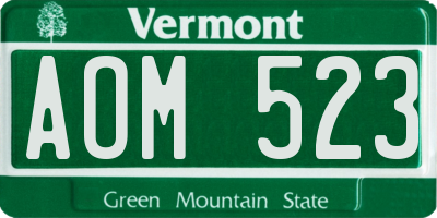 VT license plate AOM523