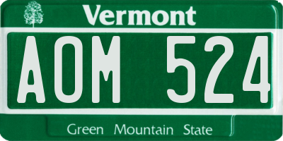 VT license plate AOM524