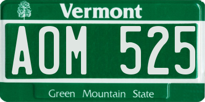 VT license plate AOM525