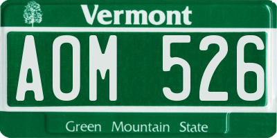 VT license plate AOM526