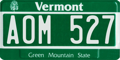 VT license plate AOM527