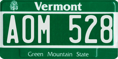 VT license plate AOM528