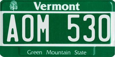VT license plate AOM530