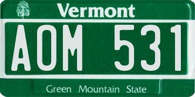 VT license plate AOM531