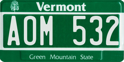 VT license plate AOM532