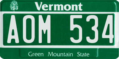 VT license plate AOM534