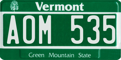 VT license plate AOM535