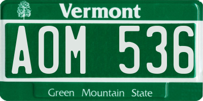 VT license plate AOM536