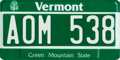 VT license plate AOM538