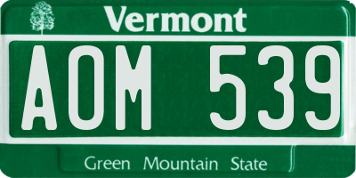 VT license plate AOM539