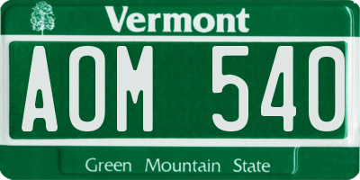 VT license plate AOM540