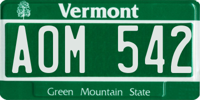 VT license plate AOM542