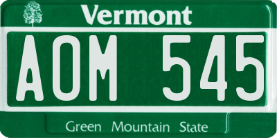 VT license plate AOM545