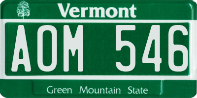 VT license plate AOM546