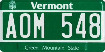 VT license plate AOM548