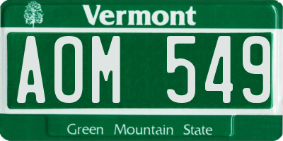 VT license plate AOM549