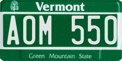 VT license plate AOM550