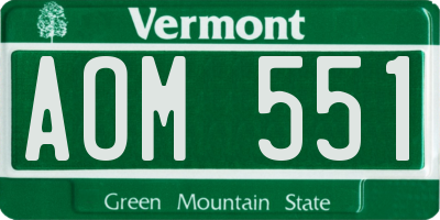 VT license plate AOM551