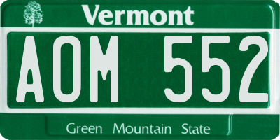 VT license plate AOM552