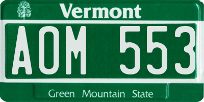 VT license plate AOM553