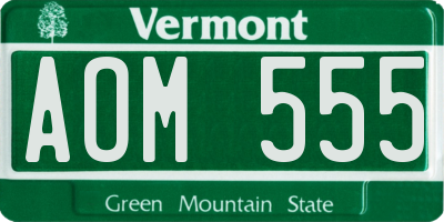 VT license plate AOM555