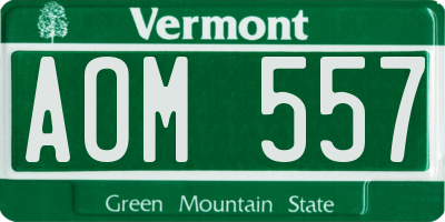 VT license plate AOM557