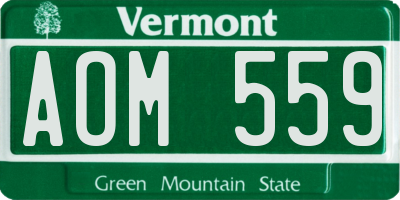 VT license plate AOM559