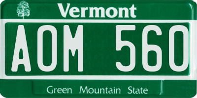VT license plate AOM560