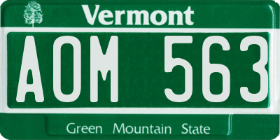 VT license plate AOM563