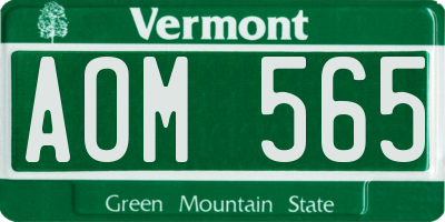 VT license plate AOM565