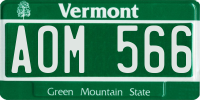 VT license plate AOM566