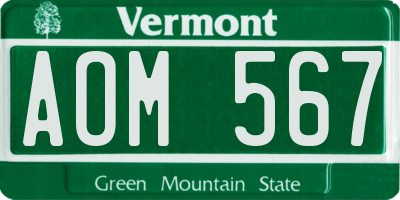 VT license plate AOM567