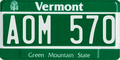 VT license plate AOM570