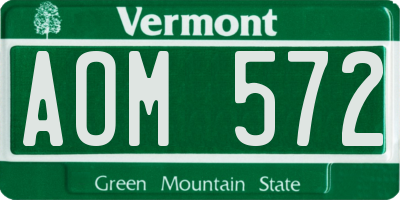 VT license plate AOM572