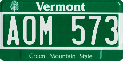 VT license plate AOM573