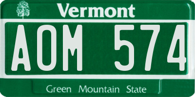 VT license plate AOM574