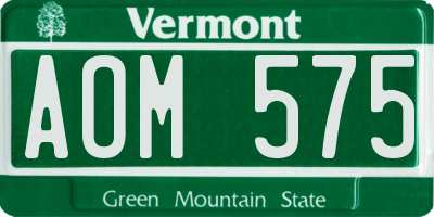 VT license plate AOM575