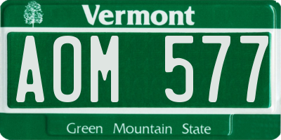 VT license plate AOM577