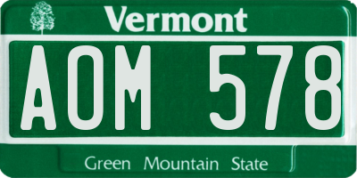 VT license plate AOM578
