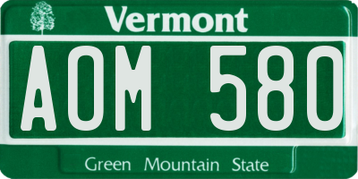 VT license plate AOM580