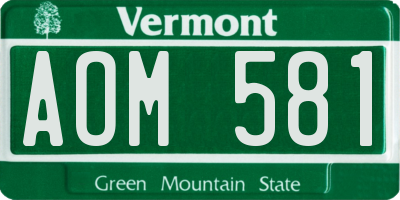 VT license plate AOM581