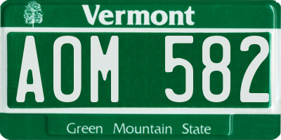 VT license plate AOM582