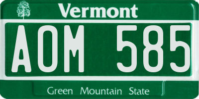 VT license plate AOM585