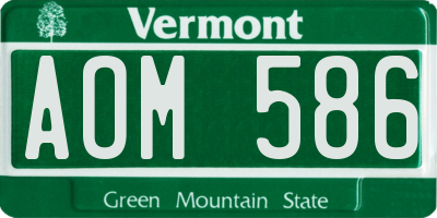 VT license plate AOM586