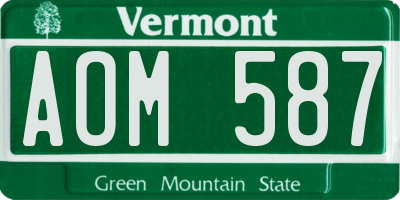 VT license plate AOM587