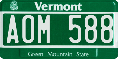 VT license plate AOM588