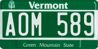 VT license plate AOM589