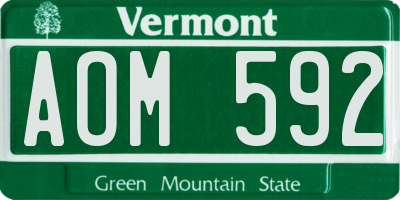 VT license plate AOM592