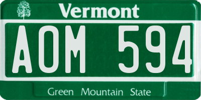 VT license plate AOM594